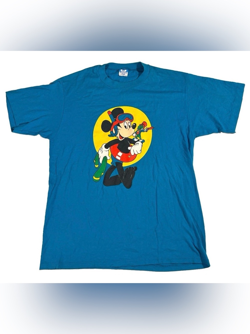 Vintage 90s Disney Mickey Mouse & Jiminy Cricket T-Shirt Cyan Blue Men's XL